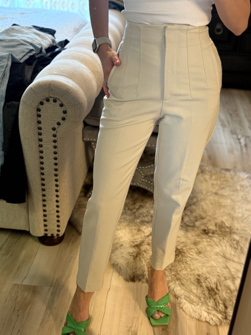 Zara Men's Cream Tailored Chinos